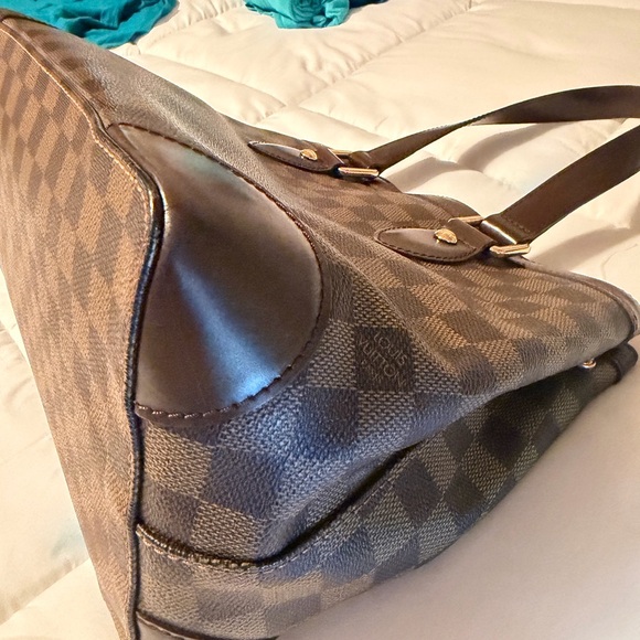 Louis Vuitton Damier Ebene Tote with Red Interior and Gold Hardware - Picture 7 of 15